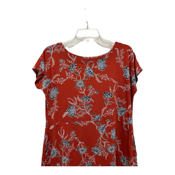 J Jill Wearever Collection Dress Women Small Red Blue White Floral Shift Pockets - Picture 4 of 13